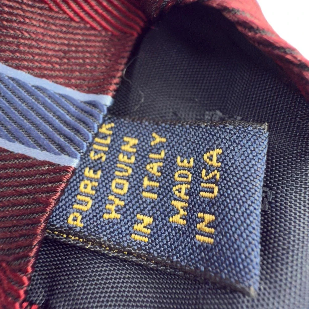 Brooks Brothers Silk‎ Tie Red Blue Stripe Stain Resistant USA 3.5x58